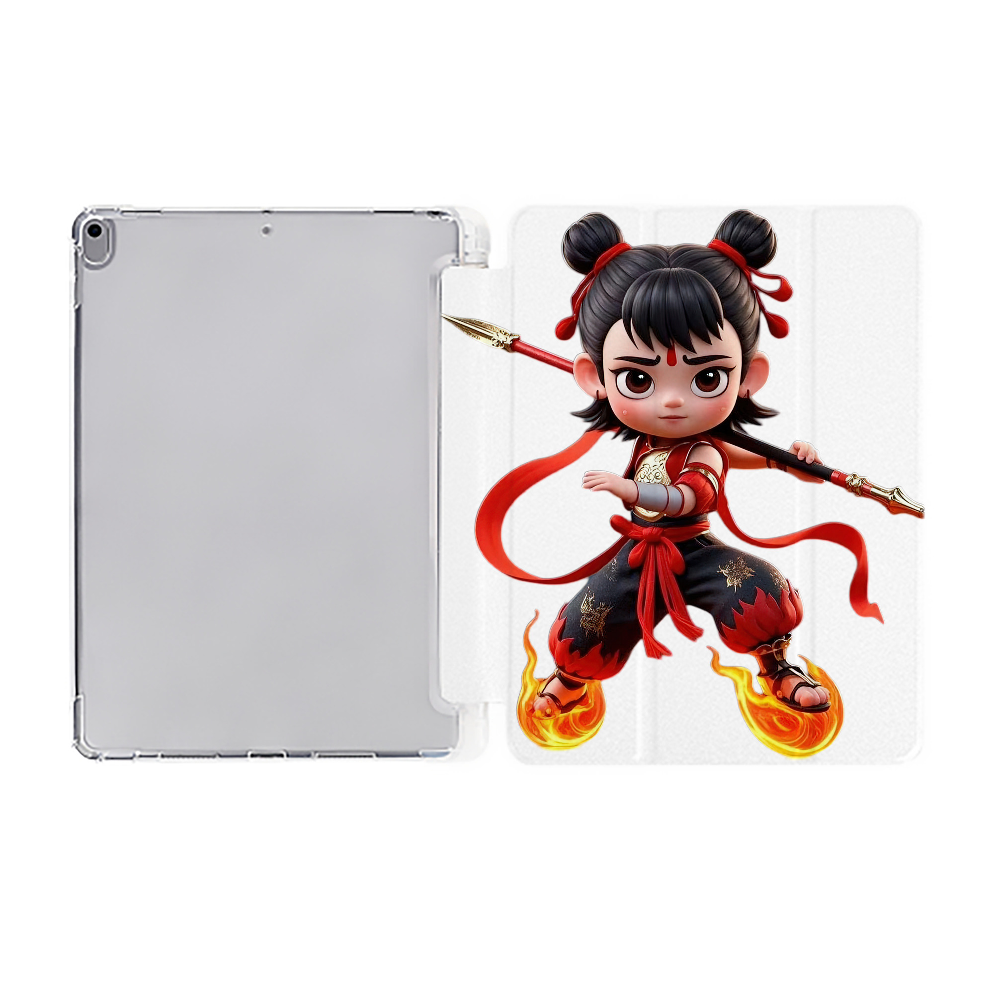 （画像用） Ne Zha 2 ナタ 魔童の大暴れ IPad ケース ペン収納付き 三つ折りスタンド PUレザー×シリコン 対応機種9.5/10.5/10.9インチ